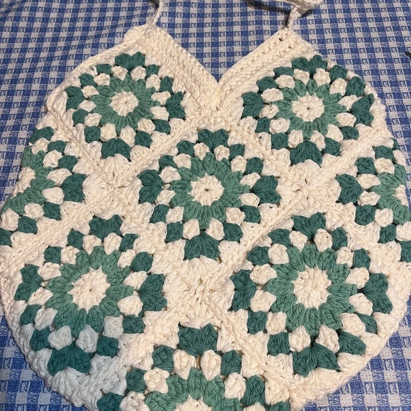 Bohemian Cream and Green Shoulder Bag - Picture 4 of 10